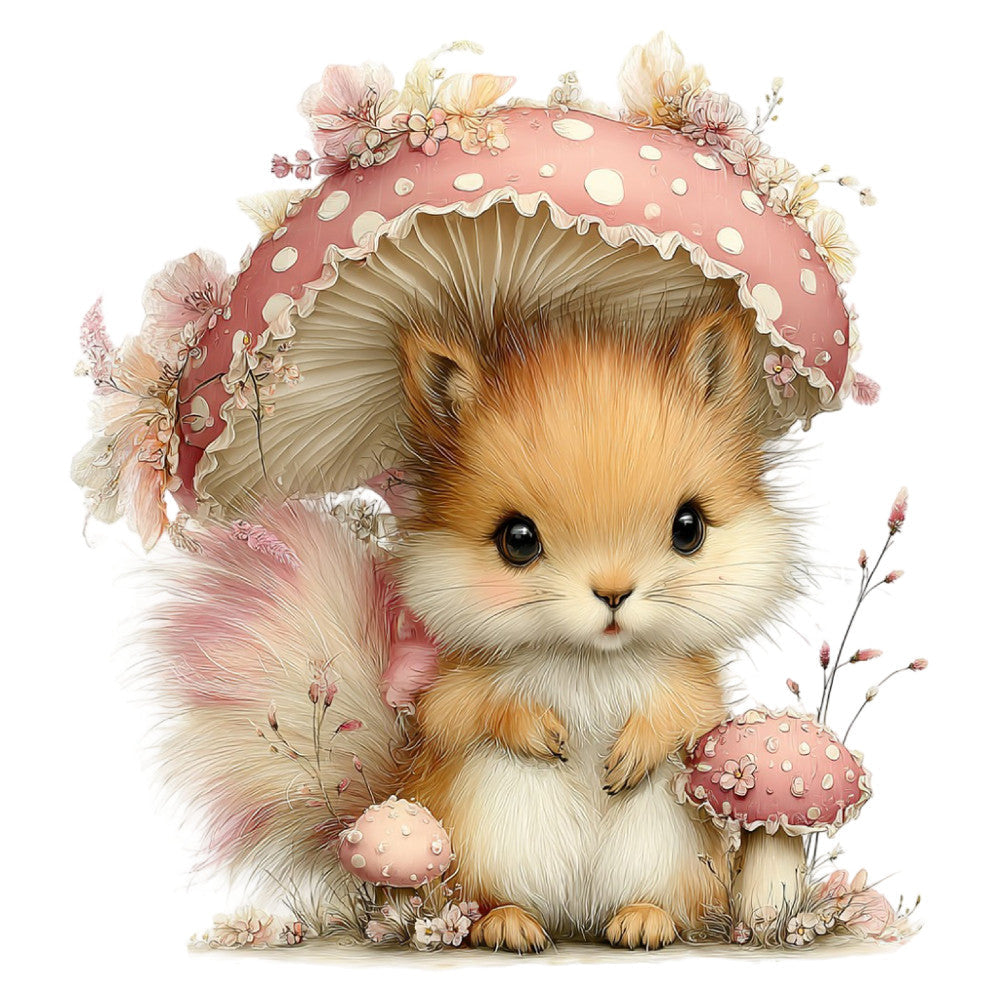 Whimsical Summer Squirrel Fabric Panel 24