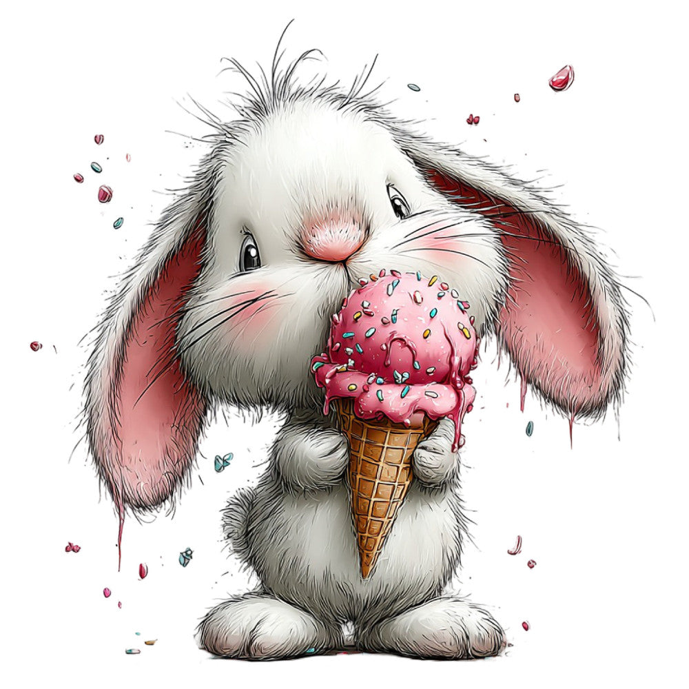 Whimsical Summer Bunny Fabric Panel 30