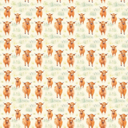 Funky Highland Cows Pattern 12 Quilting Cotton Fabric