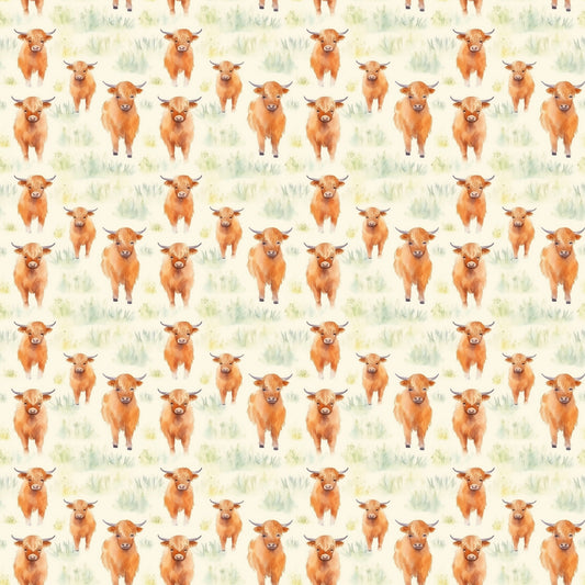 Funky Highland Cows Pattern 12 Quilting Cotton Fabric