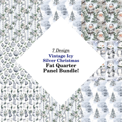 Vintage Icy Silver Christmas Fat Quarter Bundle