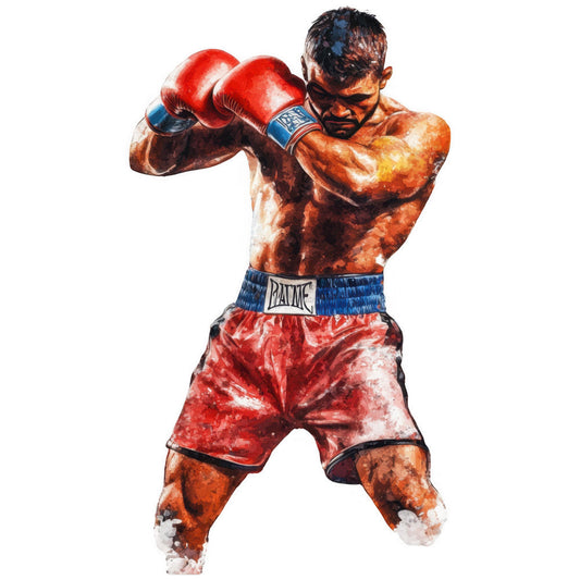 Watercolor Boxing Fabric Panel 9
