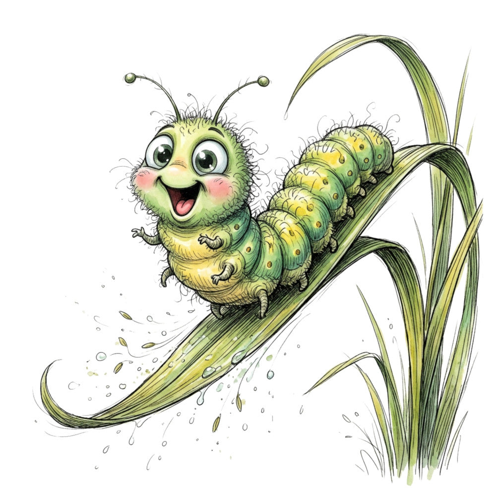 Summer Whimsical Caterpillar Fabric Panel 17