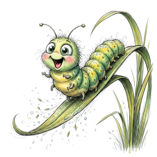 Summer Whimsical Caterpillar Fabric Panel 17