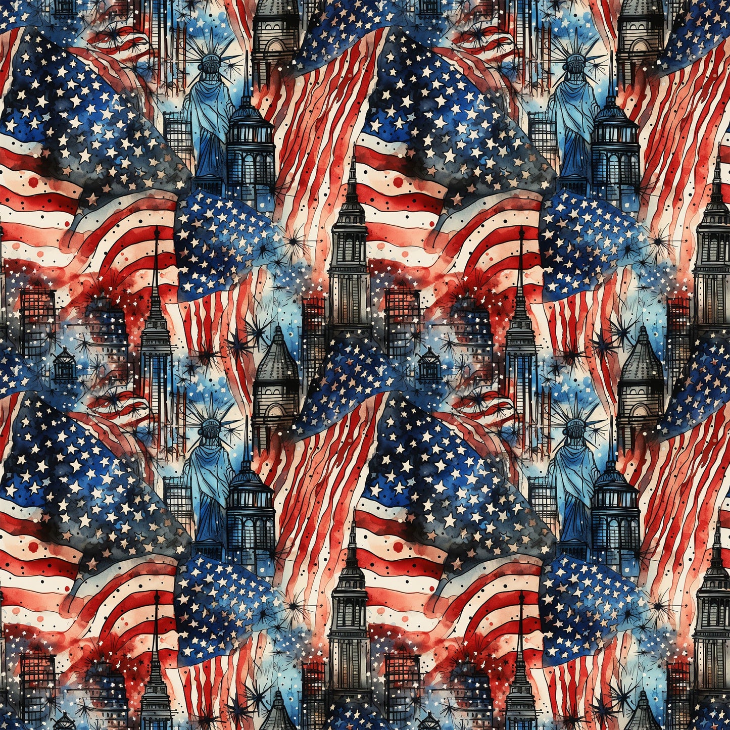 Daily Deal: Patriotic Grunge Pattern 2 Quilting Cotton Fabric - 45" x 2 Yards"