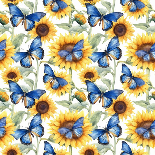 Daily Deal: Sunflower and Butterfly Pattern 20 Quilting Cotton Fabric - 45" x 2 Yards"