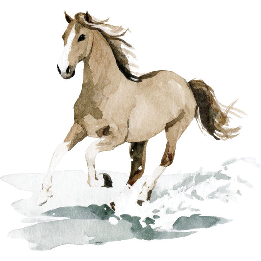 Watercolor Horses Fabric Panel 36