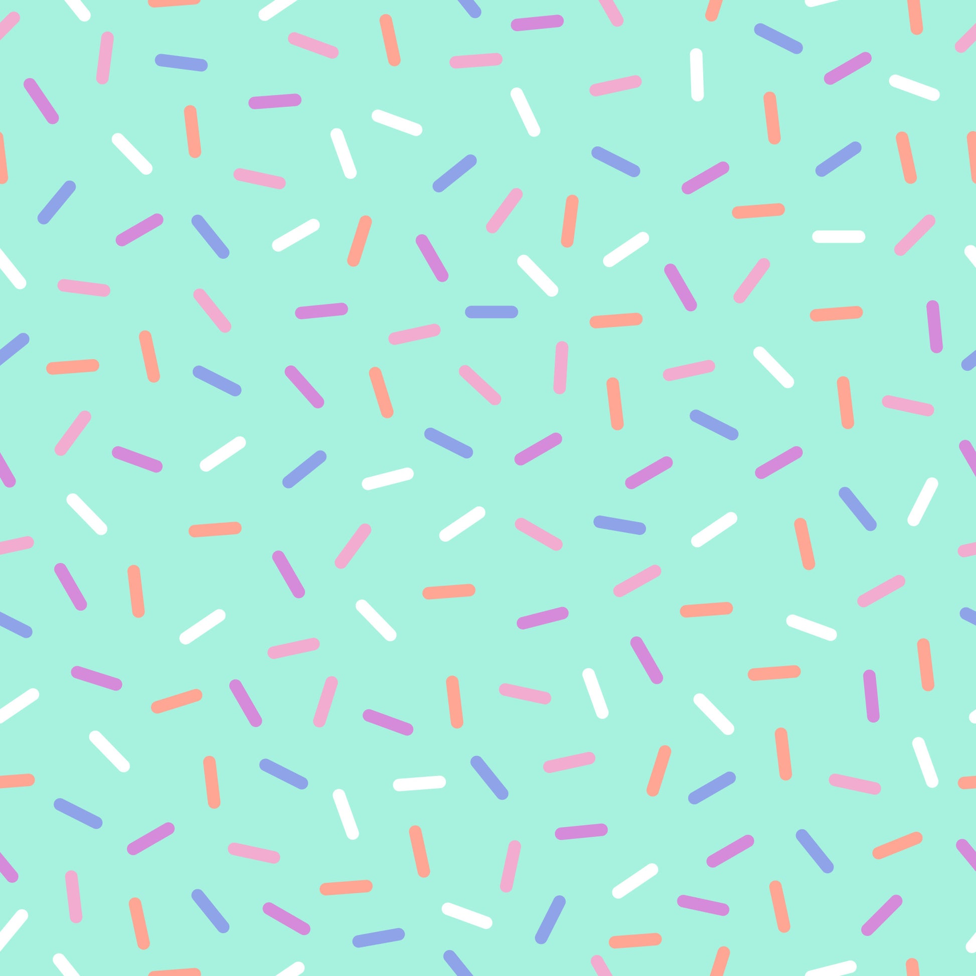 rainbow sprinkles, mint green background, colorful sprinkles, candy pattern, dessert theme, small scattered shapes, pink sprinkles, purple sprinkles, orange sprinkles, white sprinkles, quilting cotton, fabric panel, sweet treats, confetti design, bakery inspired, playful pattern, bright colors, food motif, cheerful design, scattered elements