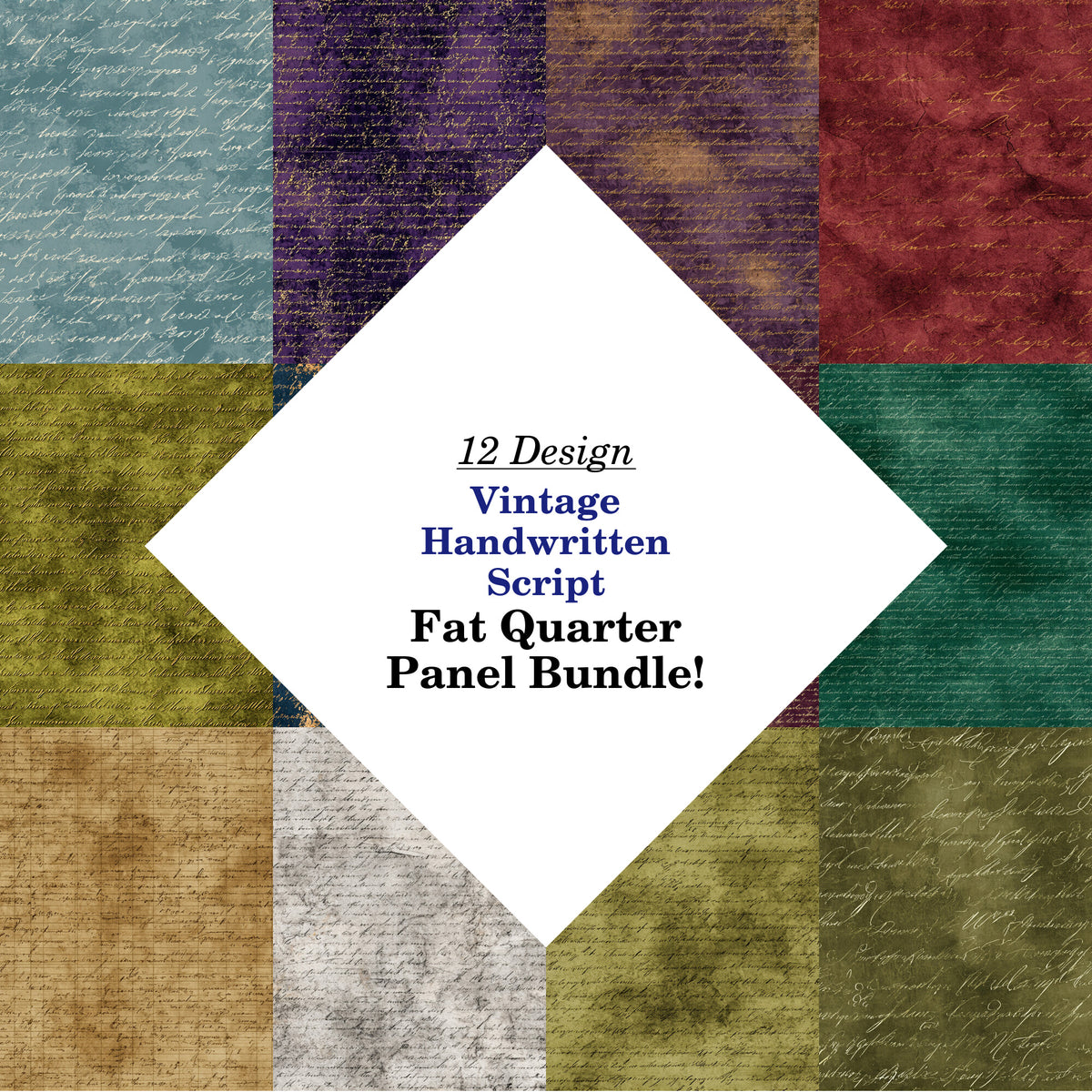 Vintage Handwritten Script Fat Quarter Bundle