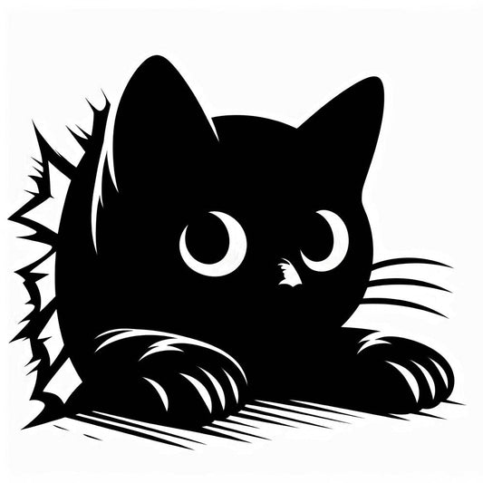 Peeking Black Cat Fabric Panel 16
