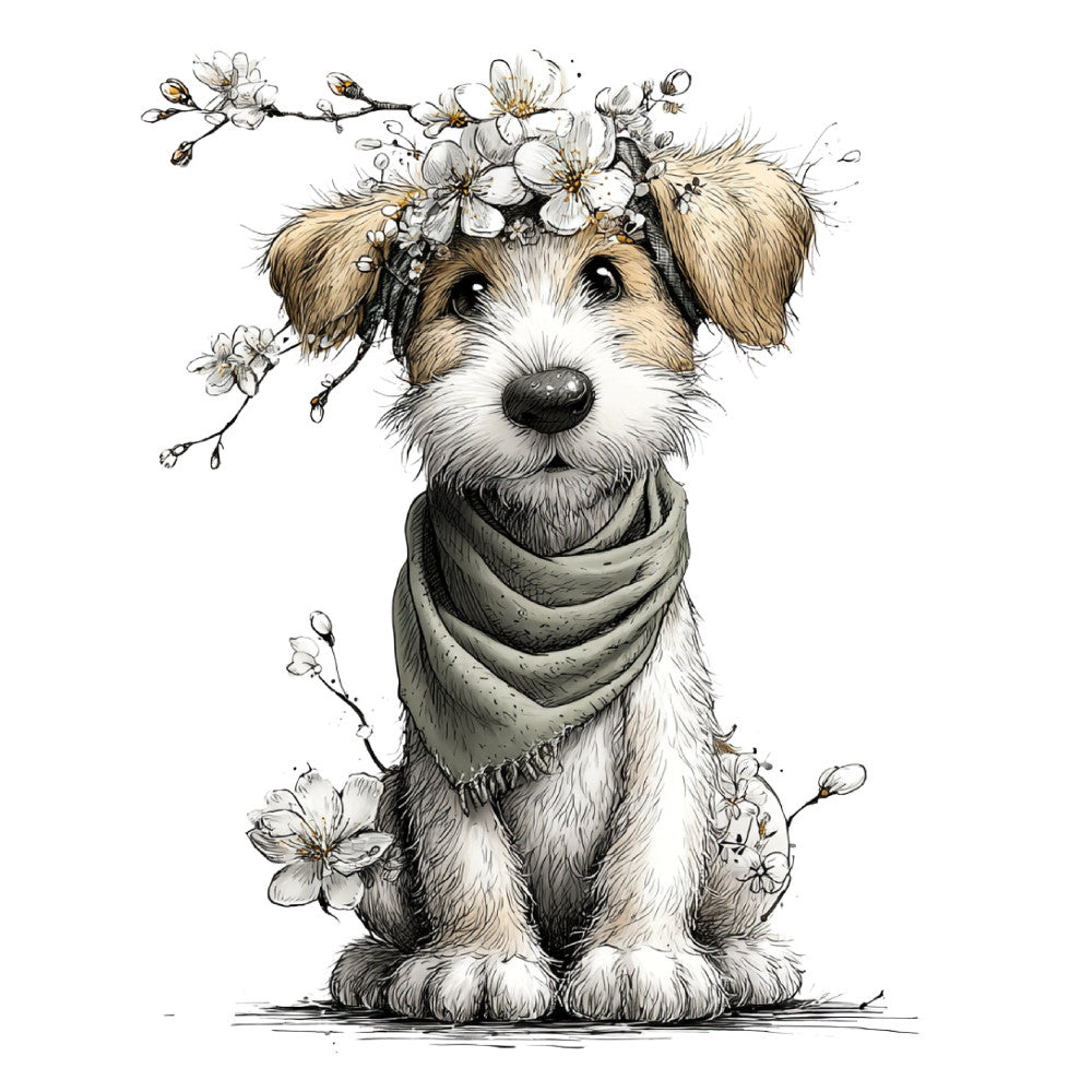 Whimsical Spring Dogs Fabric Panel 7
