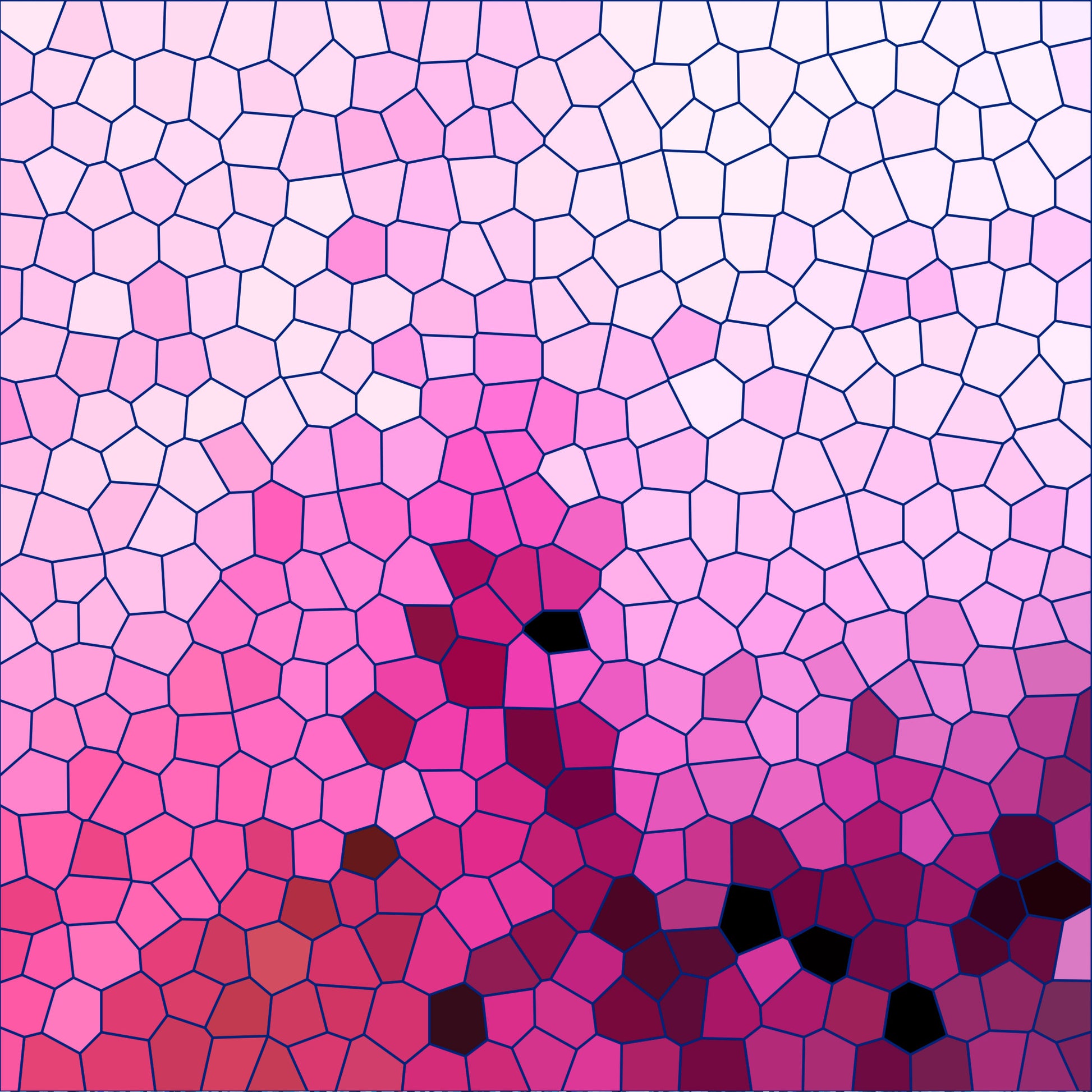 pink mosaic, stained glass pattern, geometric tessellation, rose pink, magenta, fuchsia, black accents, burgundy, abstract design, polygonal shapes, quilting cotton, fabric panel, love theme, romantic colors, contemporary art, digital print, patchwork style, modern geometric, craft fabric, sewing material