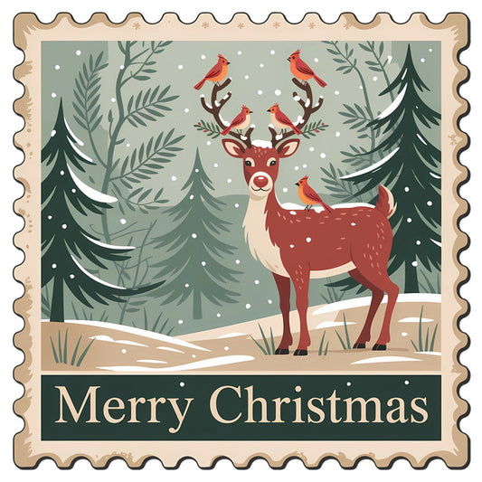 Vintage Christmas Stamps Fabric Panel 11