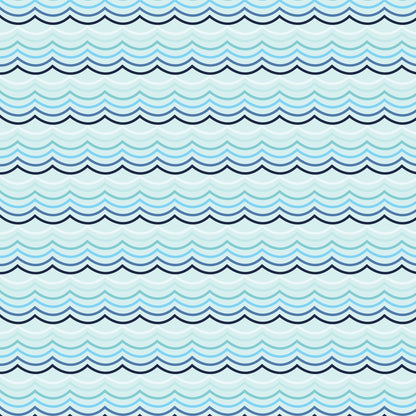 navy blue, light blue, mint green, pale blue, wavy lines, ocean waves, water pattern, horizontal stripes, nautical theme, sea motif, geometric waves, flowing design, marine pattern, coastal style, quilting cotton, fabric panel, repeating pattern, ocean inspired, wave design, aquatic theme