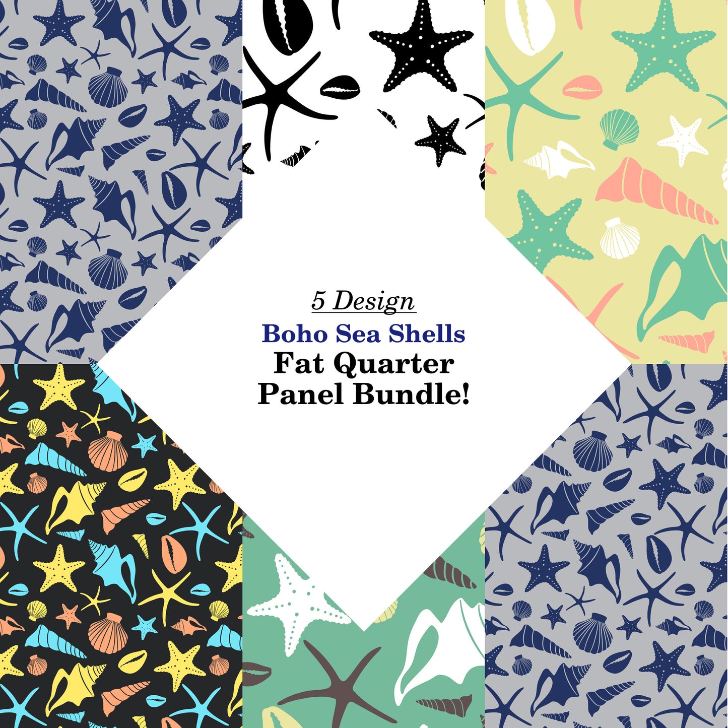 Boho Sea Shells Fat Quarter Bundle