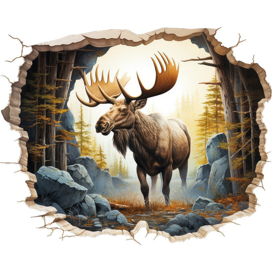 Moose Breaking Through Fabric Panel 7