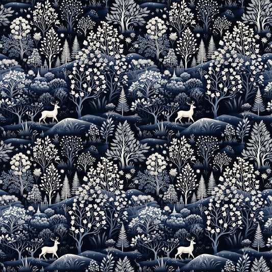 Delft Blue Winter Pattern 3 Quilting Cotton Fabric