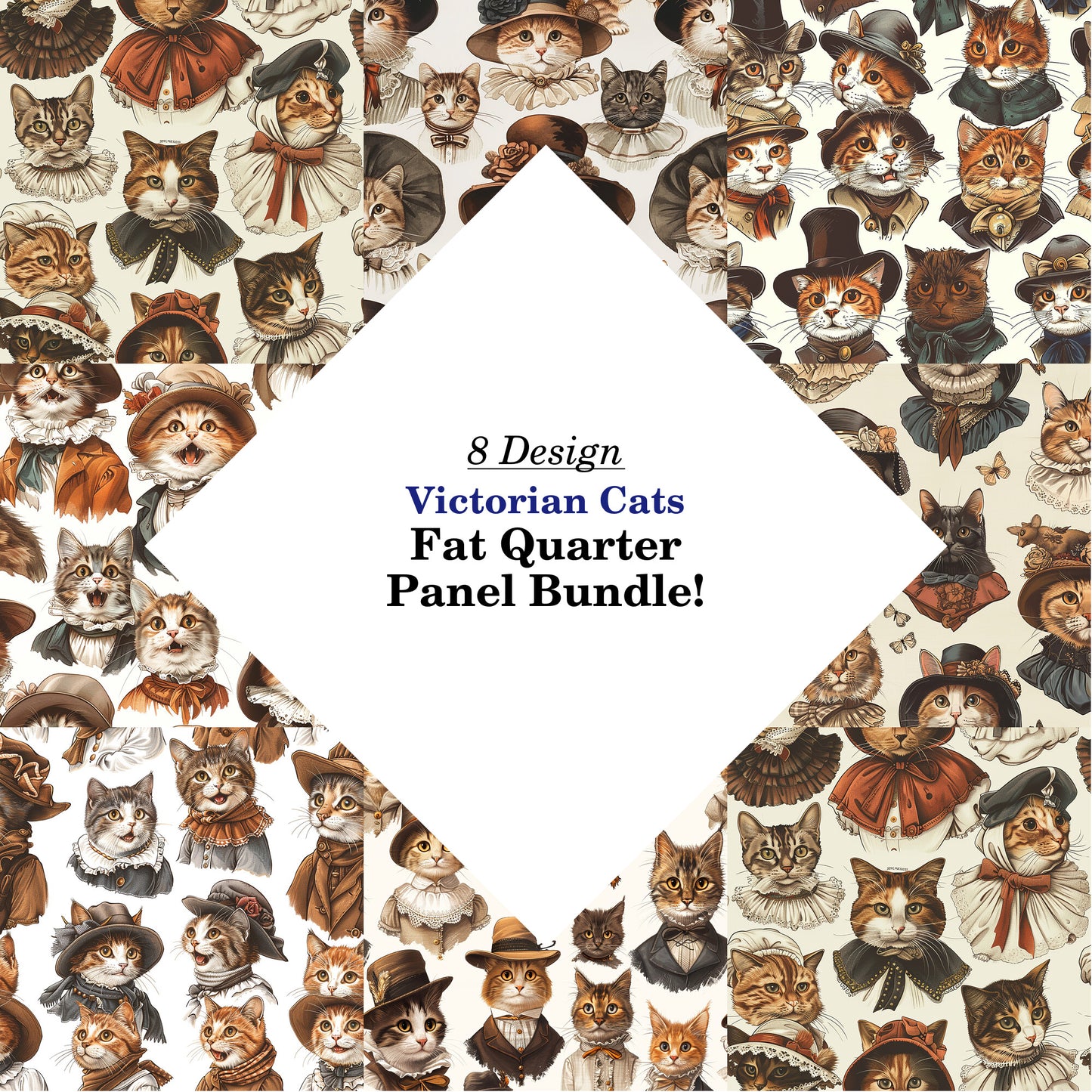 Victorian Cats Fat Quarter Bundle