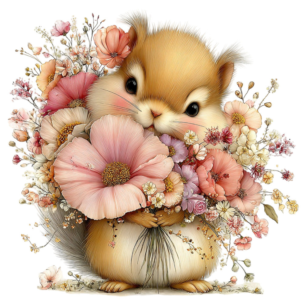 Whimsical Summer Squirrel Fabric Panel 16