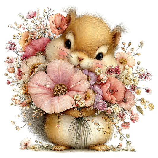 Whimsical Summer Squirrel Fabric Panel 16