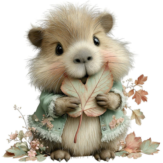 Whimsical Fall Autumn Capybara Fabric Panel 34