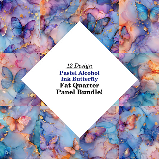 Pastel Alcohol Ink Butterfly Fat Quarter Bundle