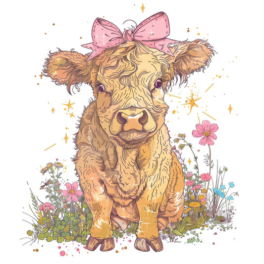 Highland Cows Art Fabric Panel 5