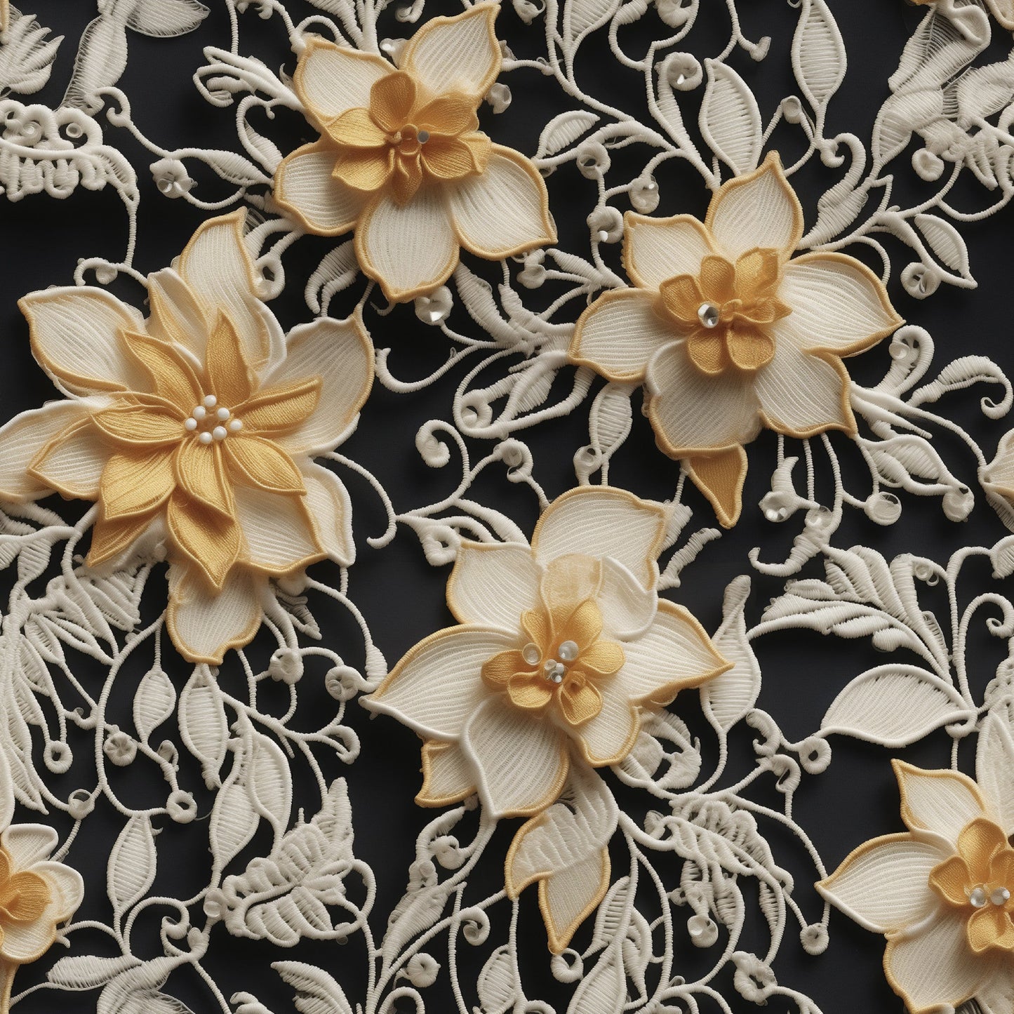 Daily Deal: Tatting Lace Pattern 5 Quilting Cotton Fabric - 45" x 4 Yards"