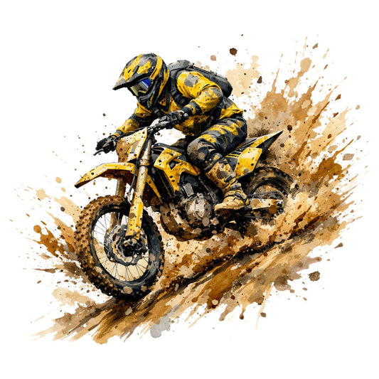 Watercolor Dirt Bike Fabric Panel 4