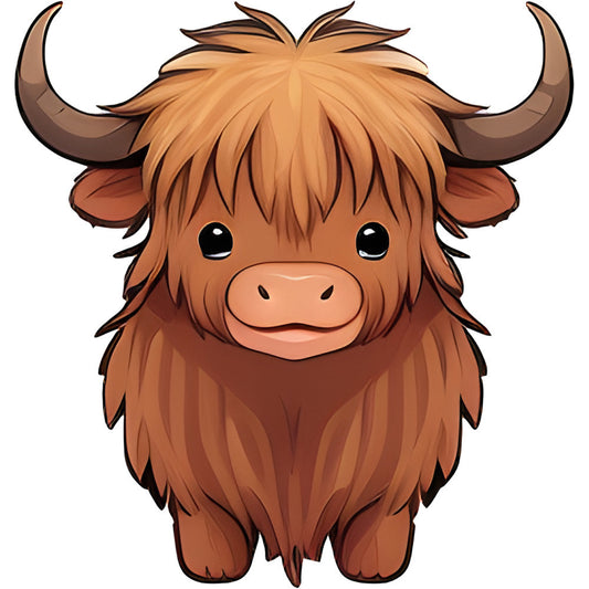 Cartoon Highland Cows Fabric Panel 1