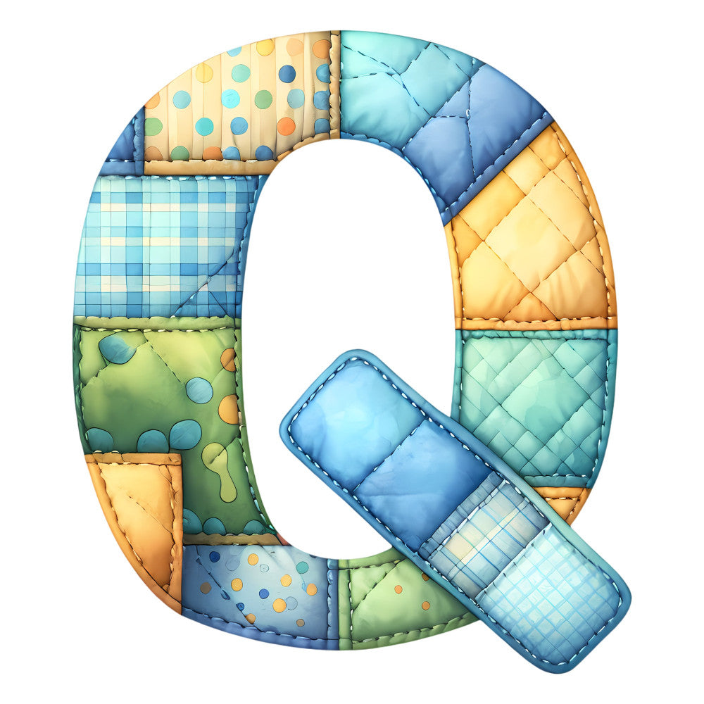 Blue Patchwork Alphabet Fabric Panel 25