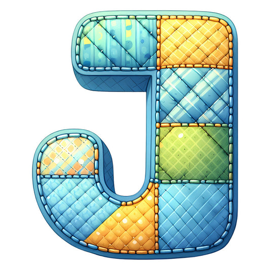 Blue Patchwork Alphabet Fabric Panel 18