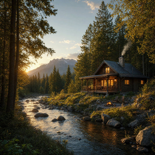 Cabin by the Creek Fabric Panel 1