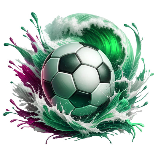 Watercolor Soccer Ball and Splash Fabric Panel 2