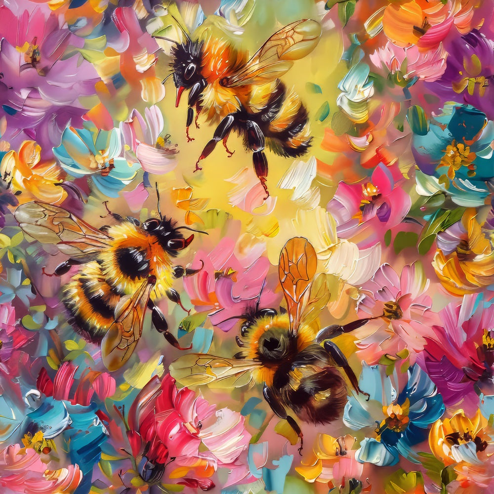 Daily Deal: Floral Bee Painting Quilting Cotton Fabric - 45" x 2 Yards"