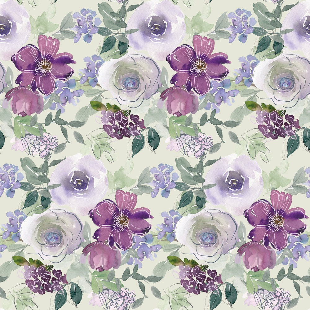 Daily Deal: Watercolor Floral Art Pattern 2 Quilting Cotton Fabric - 45" x 1 Yard"