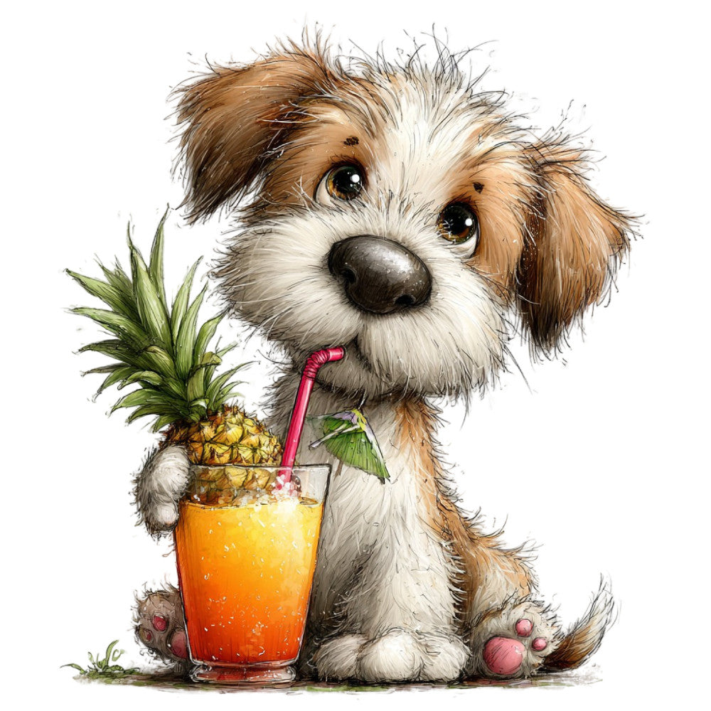 Whimsical Summer Dogs Fabric Panel 27