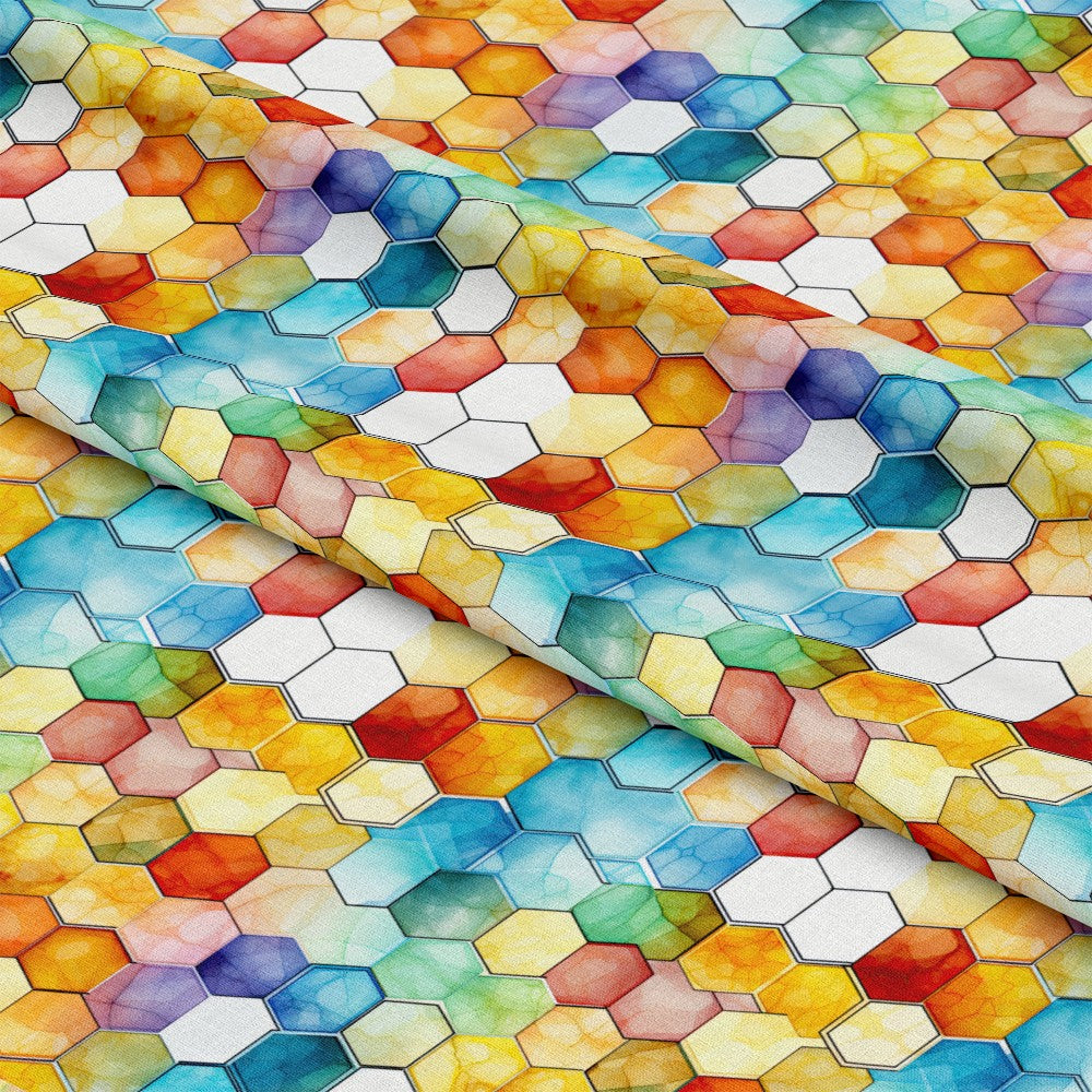 Watercolor Honeycomb Pattern 3 Quilting Cotton Fabric