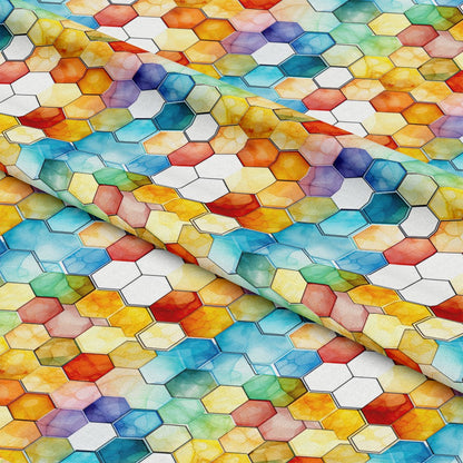 Watercolor Honeycomb Pattern 3 Quilting Cotton Fabric