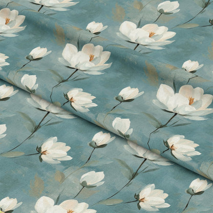 Cornflower Blue Floral Pattern 1 Quilting Cotton Fabric