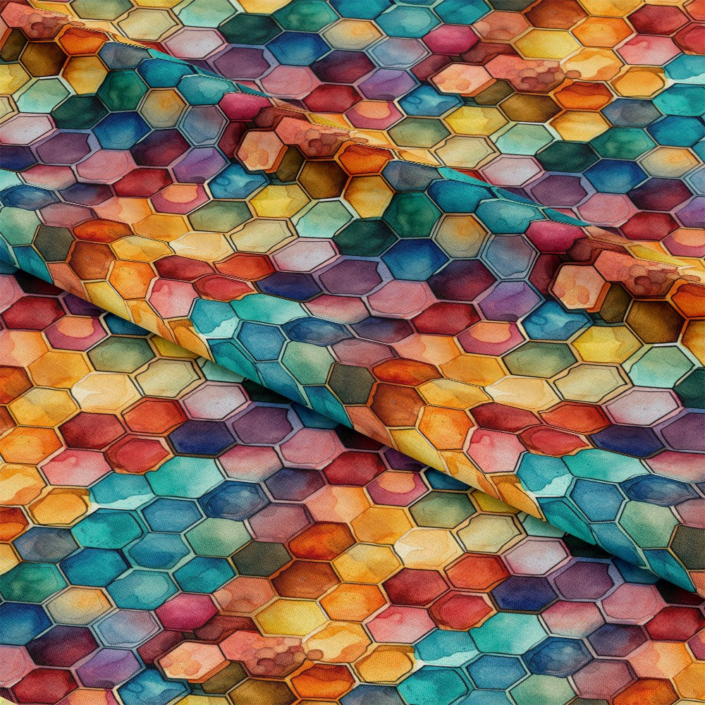 Watercolor Honeycomb Pattern 11 Quilting Cotton Fabric