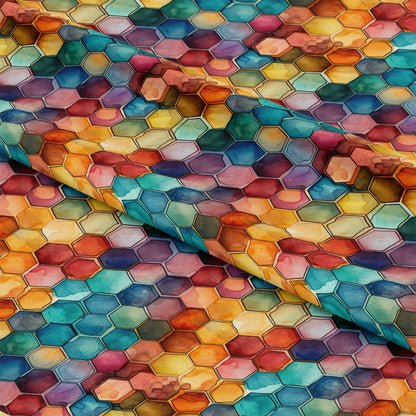 Watercolor Honeycomb Pattern 11 Quilting Cotton Fabric