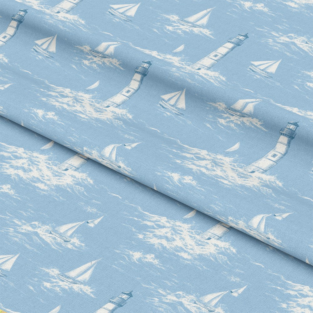 Lighthouse and Sailboats Pattern 2 Quilting Cotton Fabric