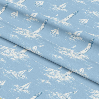 Lighthouse and Sailboats Pattern 2 Quilting Cotton Fabric