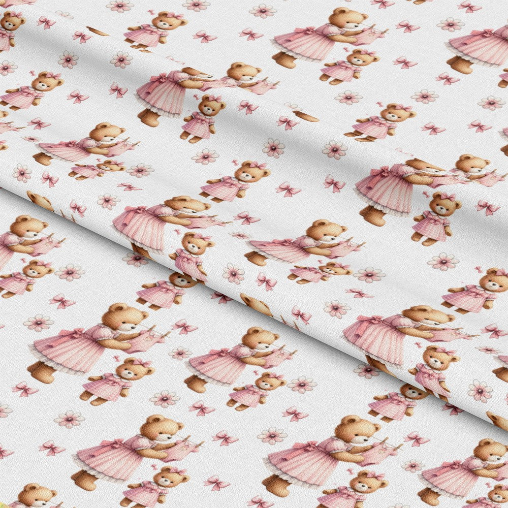Pink Baby Teddy Bears Pattern 7 Quilting Cotton Fabric