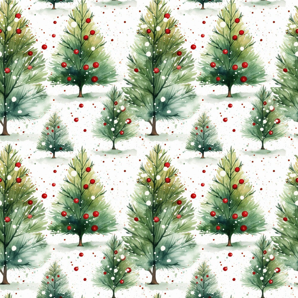 Red and Green Watercolor Christmas Fat Quarter Bundle