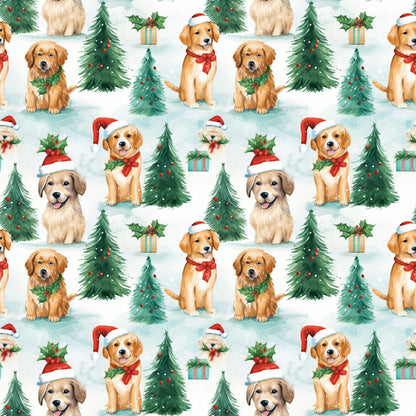 Christmas Santa Puppy Dogs Fat Quarter Bundle