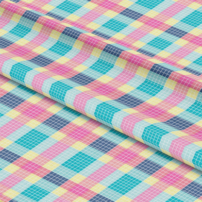 Neon Gingham Pattern 17 Quilting Cotton Fabric