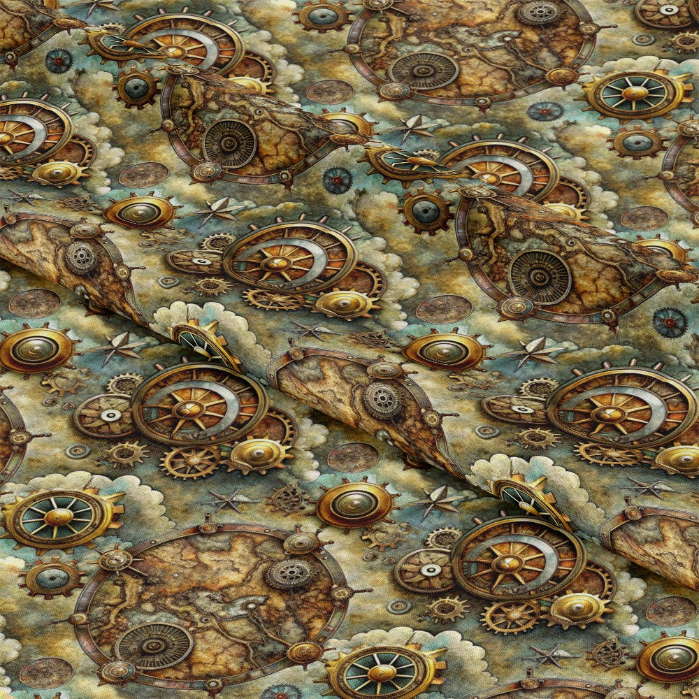 Steampunk Old Maps Pattern 6 Quilting Cotton Fabric