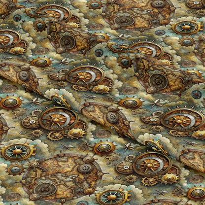 Steampunk Old Maps Pattern 6 Quilting Cotton Fabric
